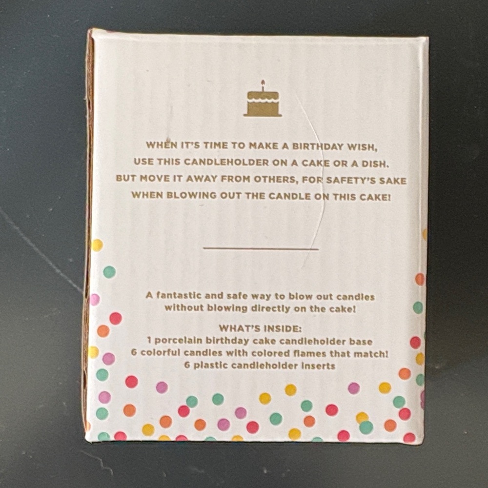 New In Box Two's Company Porcelain Birthday Cake Candleholder - Multicolor - Picture 4 of 5